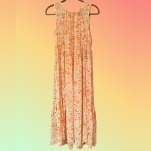 Simply Vera Vera Wang Floral Pink/Red Sheer Sleeveless Maxi Dress - Size S - NWT